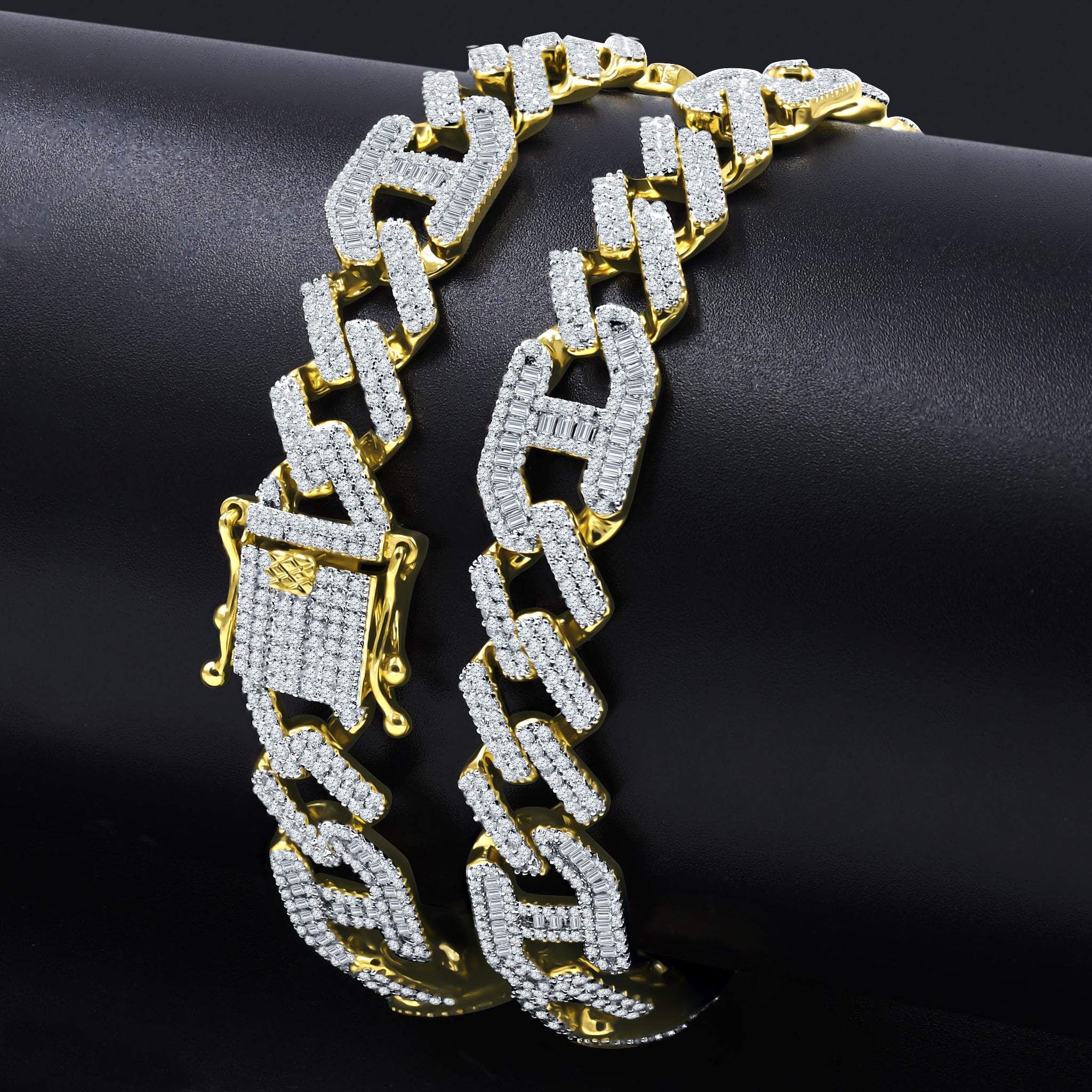 INGRESS Brass 12MM CZ Chain featuring AAA cubic zirconia, available in rhodium and gold plating, elegantly designed for everyday wear.