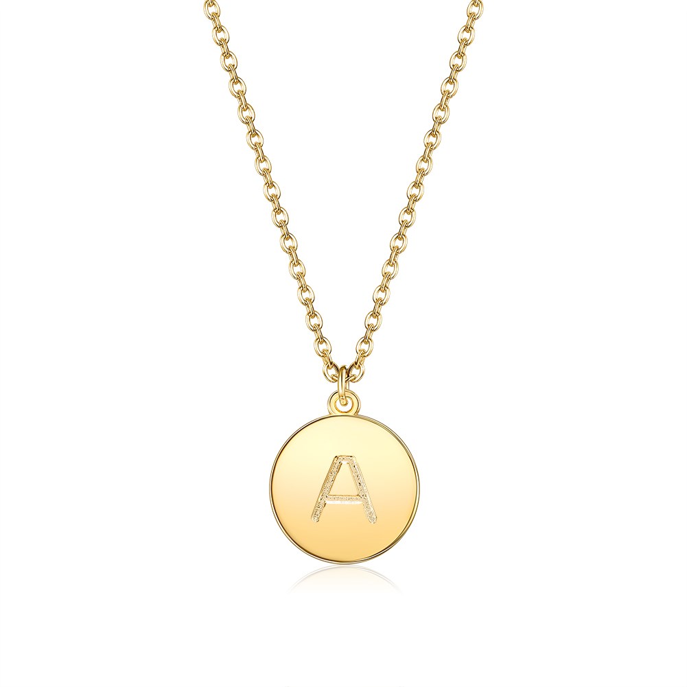 Elegant Initial Necklace in 18K Gold Plated, featuring a personalized initial charm, displayed in a white gift box.