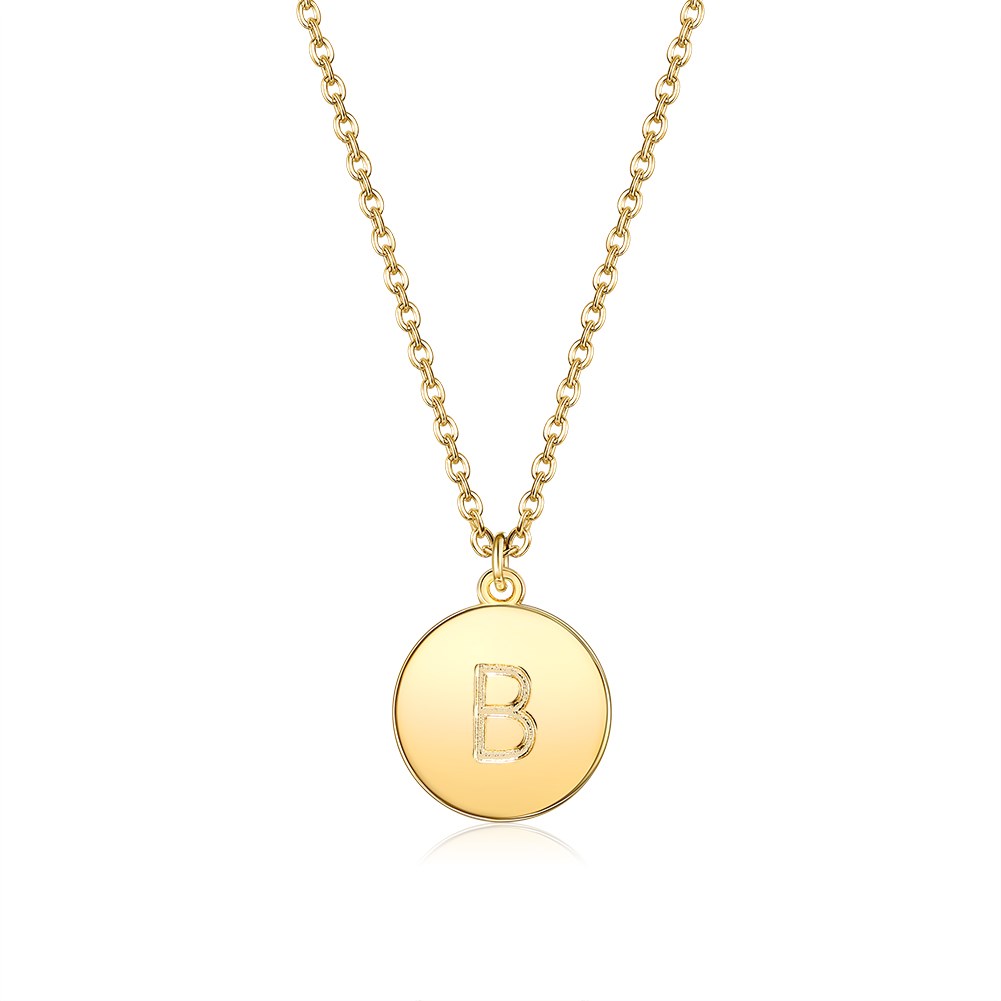 Elegant Initial Necklace in 18K Gold Plated, featuring a personalized initial charm, displayed in a white gift box.