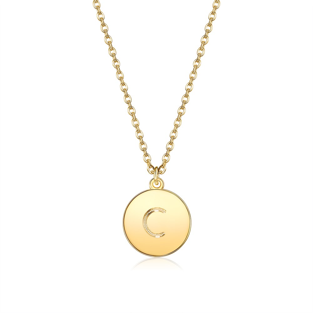 Elegant Initial Necklace in 18K Gold Plated, featuring a personalized initial charm, displayed in a white gift box.