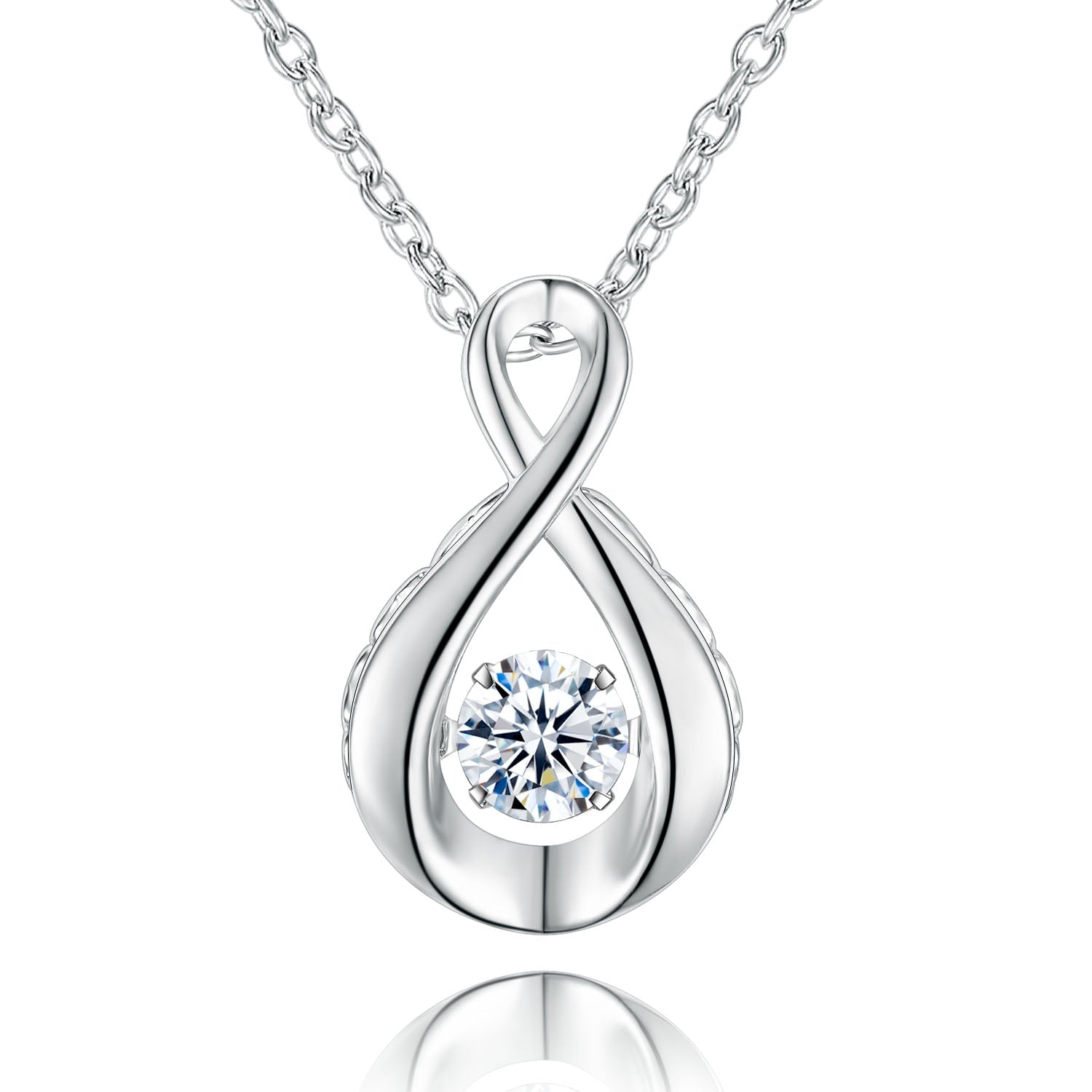 Internity gemstone dancing necklace made of 925 sterling silver with white sapphire, showcasing elegance and luxury.