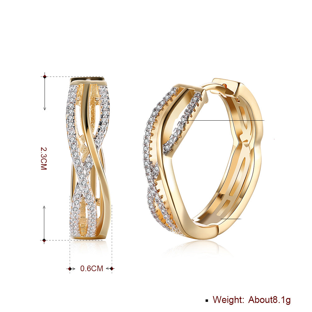 Intertwined Inception Twist 0.90" Hoop Earring in 18K Gold Plated, showcasing its elegant design and luxurious finish.