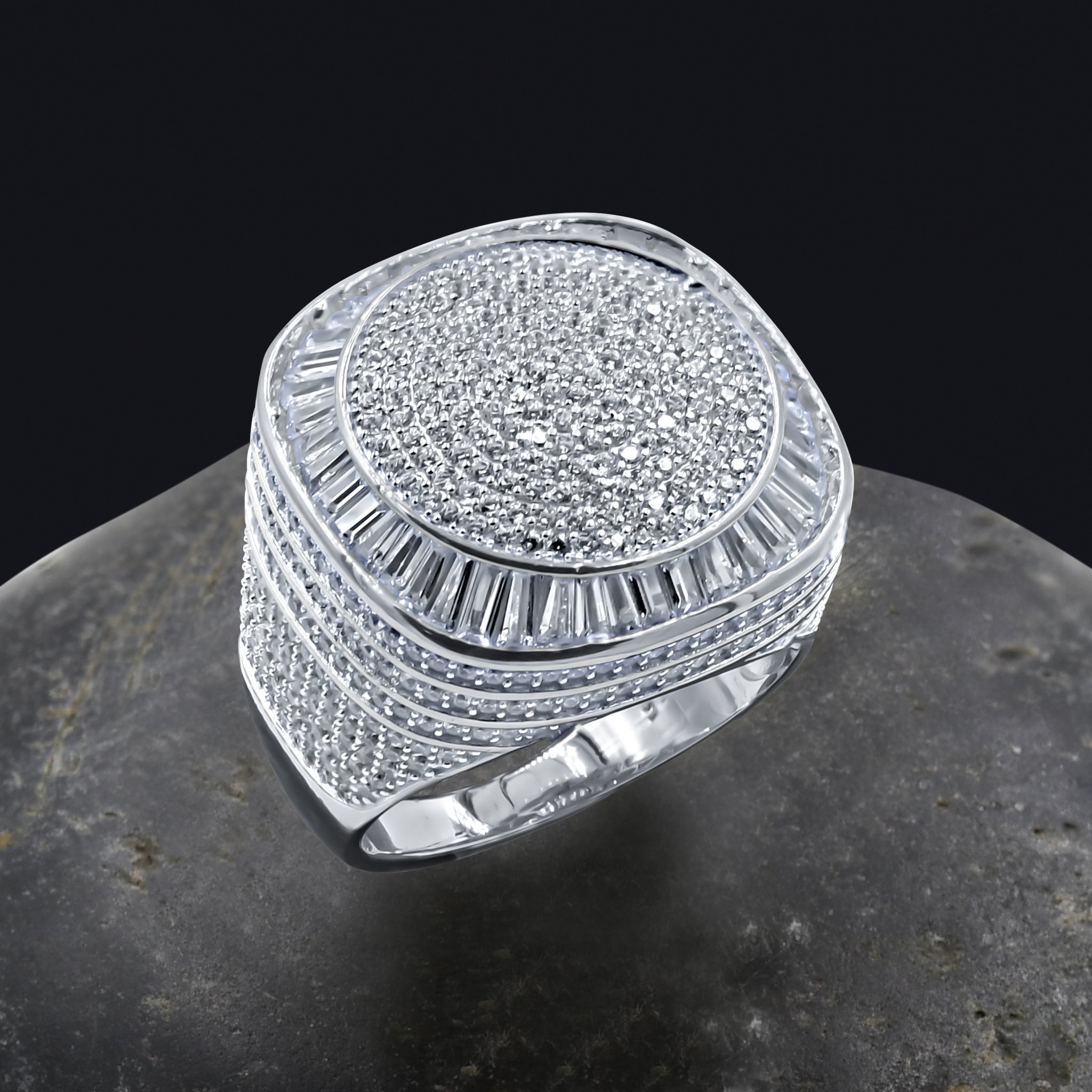 INVEIGLE Silver Ring featuring intricate CZ stone design and polished 925 sterling silver.