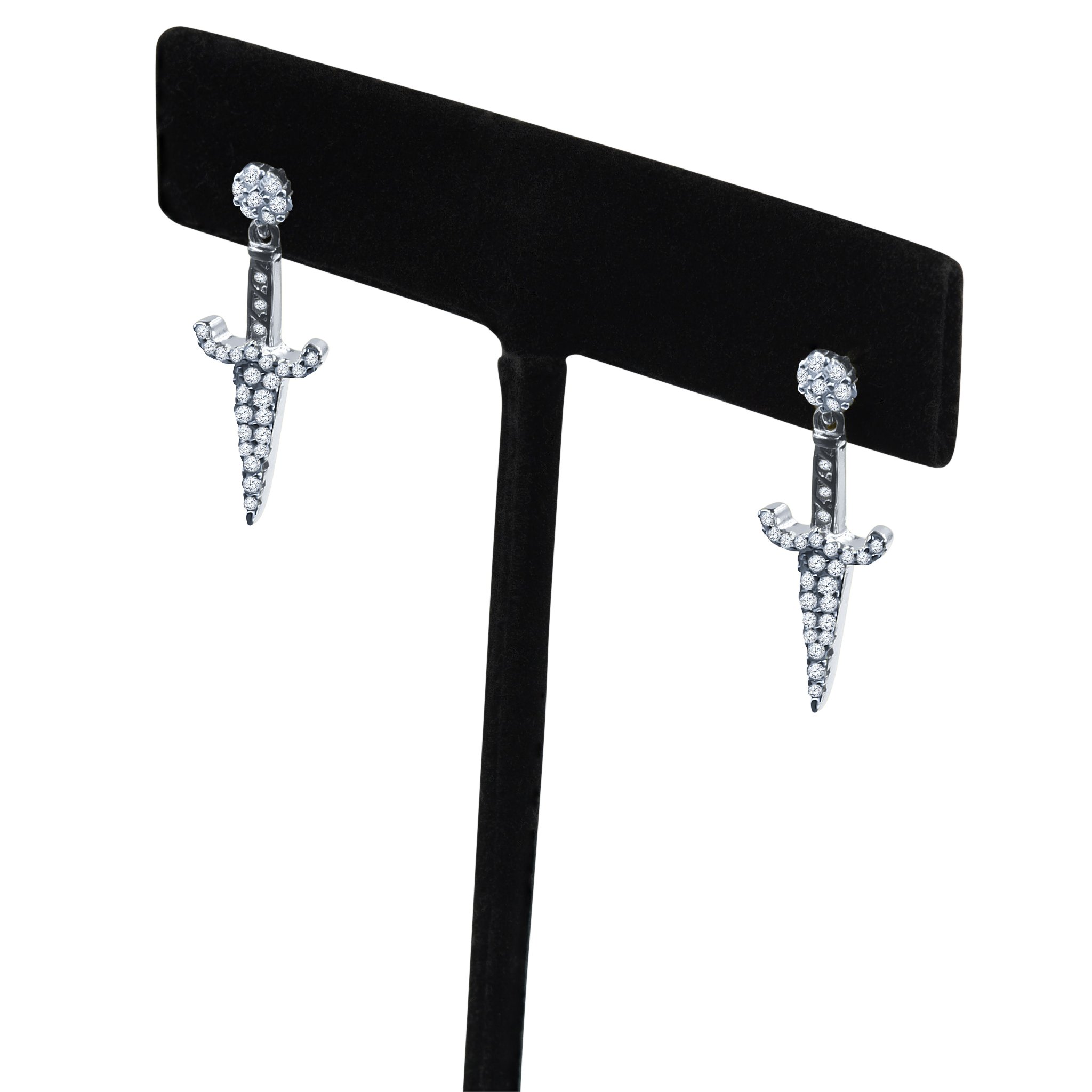 A pair of INVOLUCRE Silver Earrings featuring white Cubic Zircon stones set in 925 sterling silver, showcasing an elegant screw-back design.