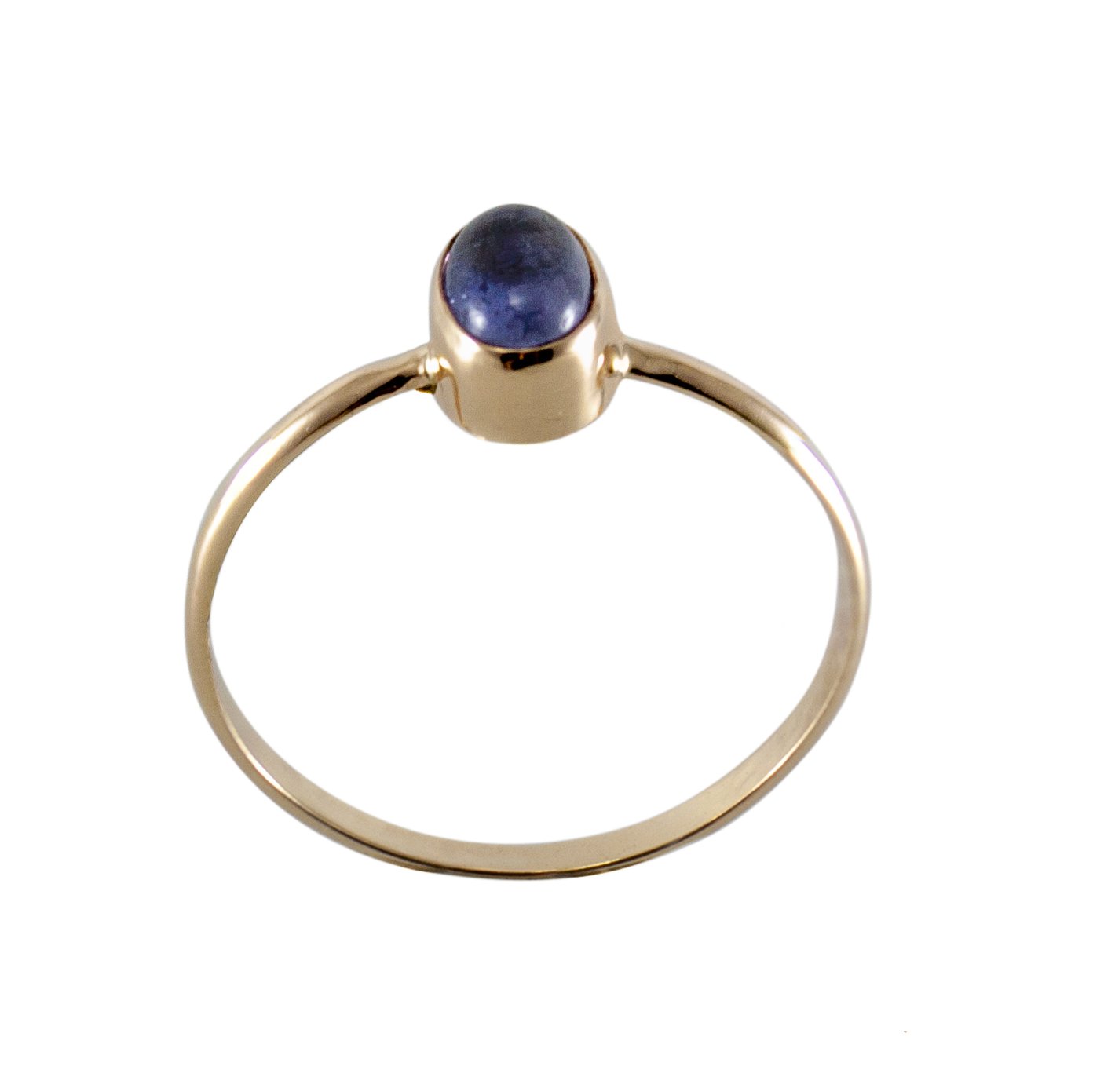 Iolite Oval Step Bezel Ring in 14k gold filled, showcasing a violet gemstone in a minimalist design.