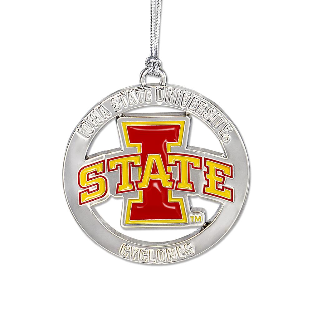 Iowa State Cyclones Ornament featuring the school logo, perfect for holiday decorations.