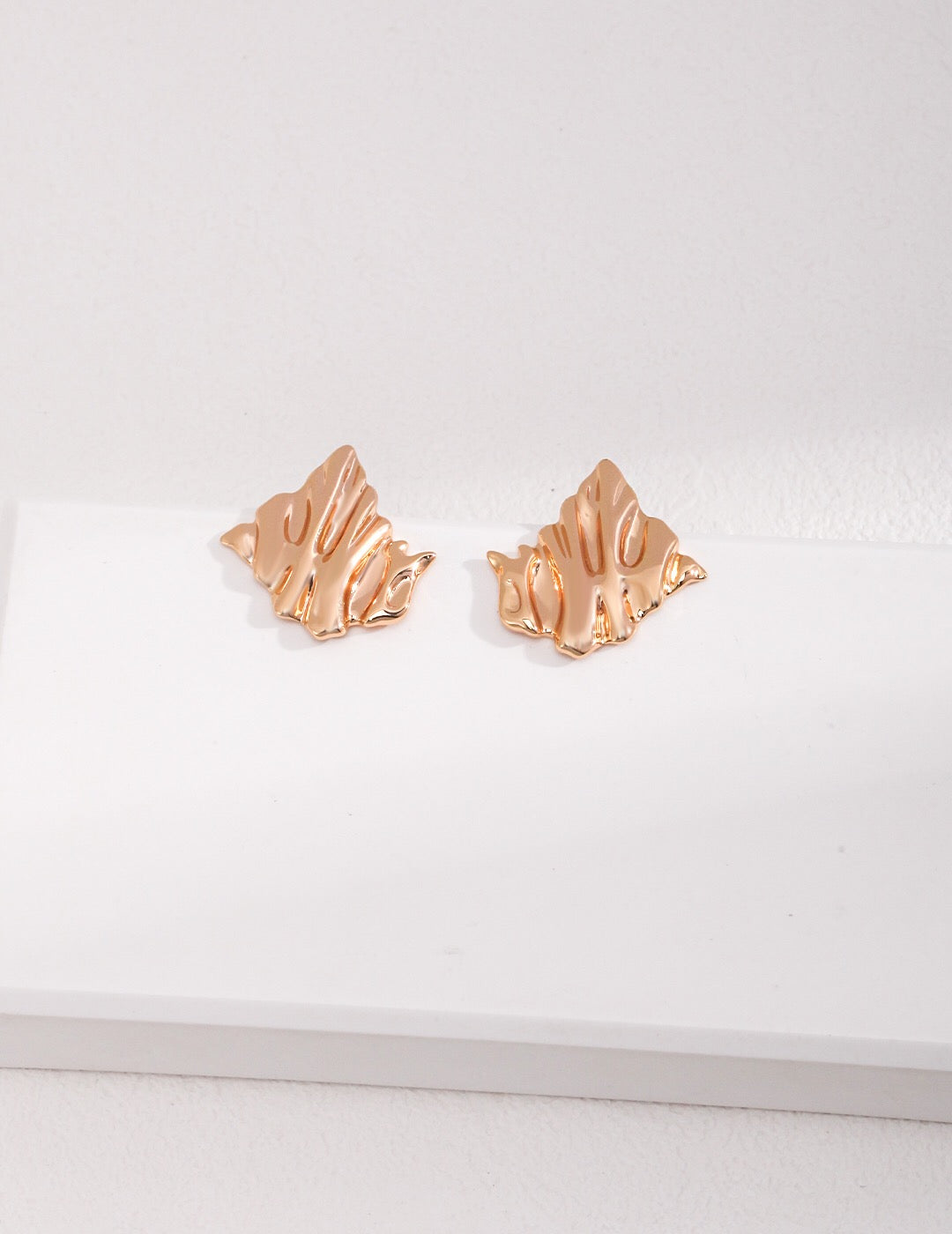 Handmade Irregular Rhombus Sterling Silver Earrings featuring shell and gold vermeil accents, showcasing a unique design.