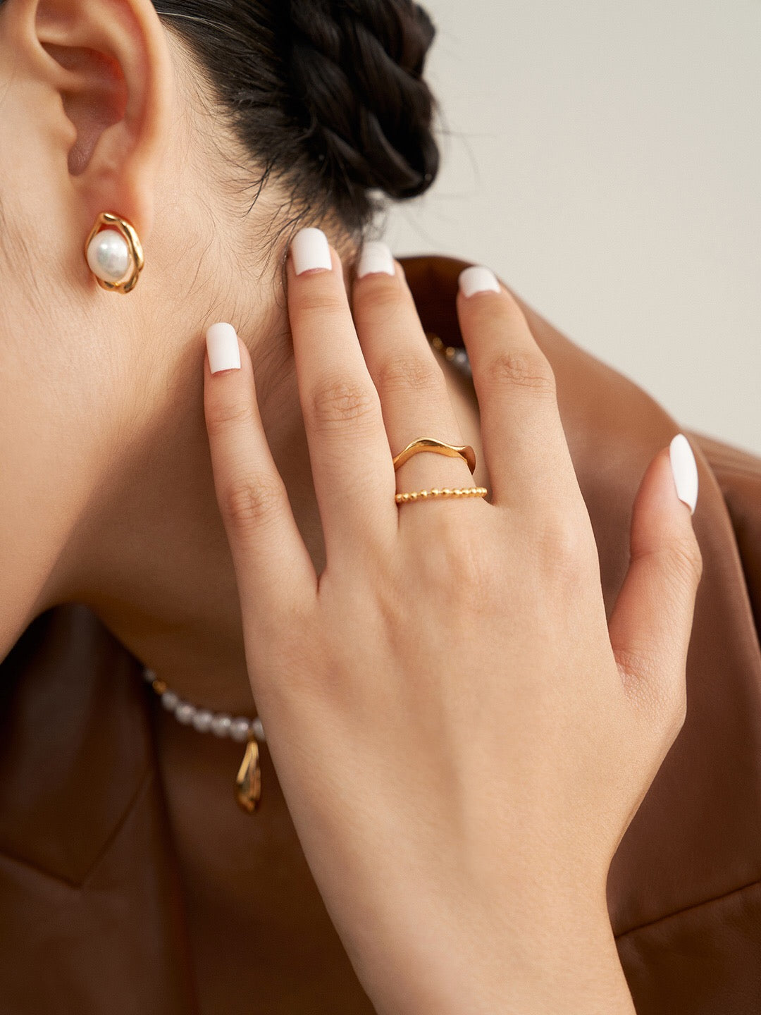 A stunning Irregular Ring featuring a beaded chain design, crafted from sterling silver and gold vermeil, showcasing its unique handmade quality.