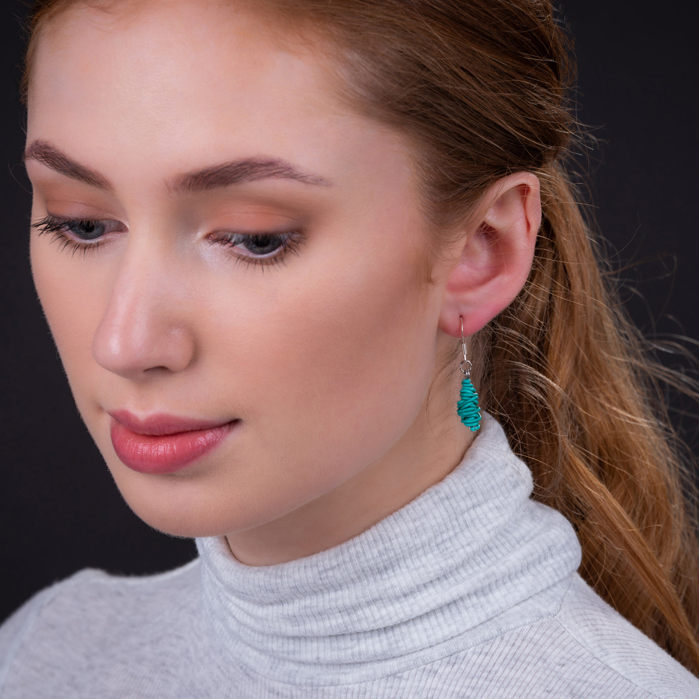 Isla Recycled Electrical Wire Earrings in four vibrant colors, featuring delicate beads and sterling silver hooks, elegantly displayed in a luxury gift box.