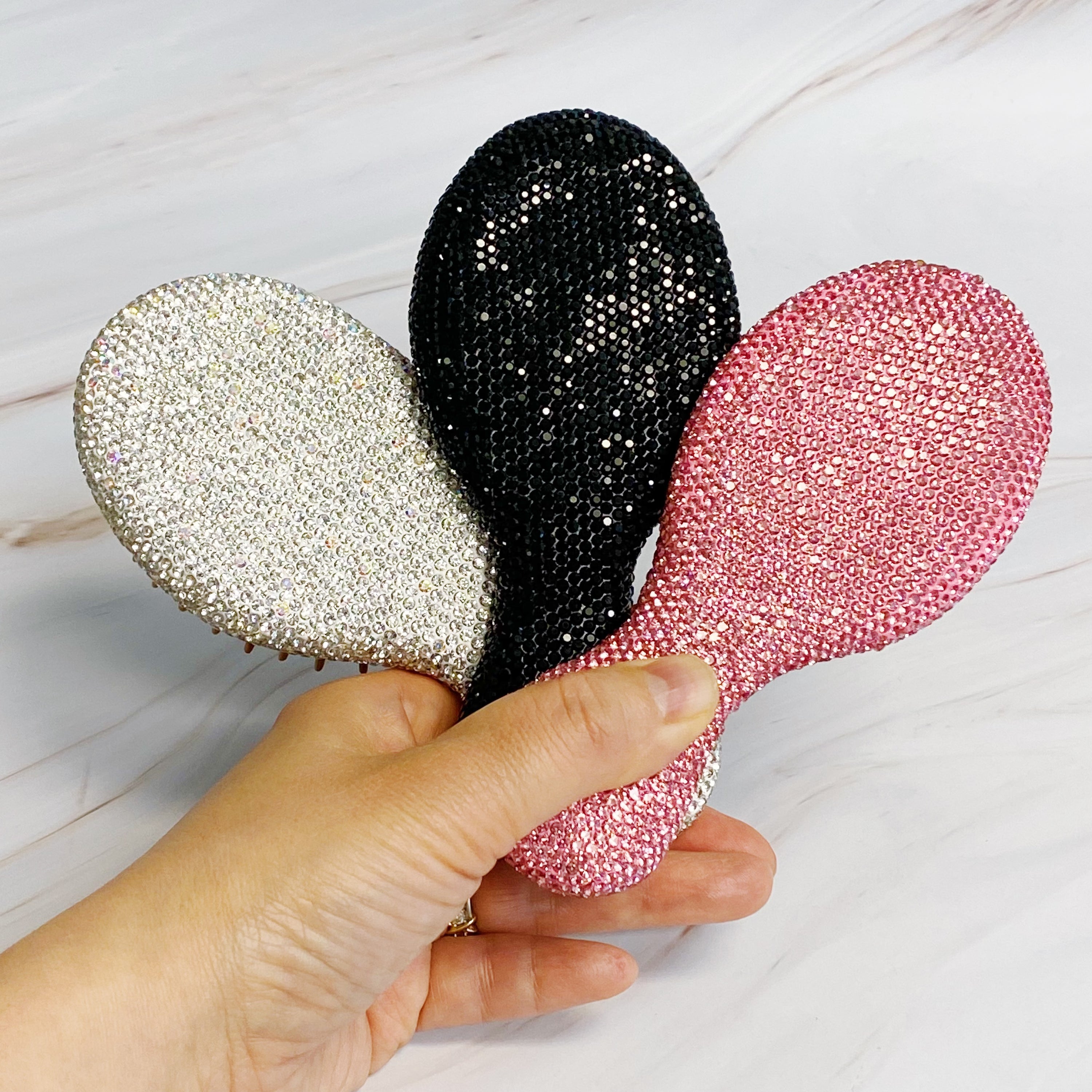 It Girl Life Glam Hair Brush featuring sparkling rhinestones and wooden bristles, perfect for stylish hair care.