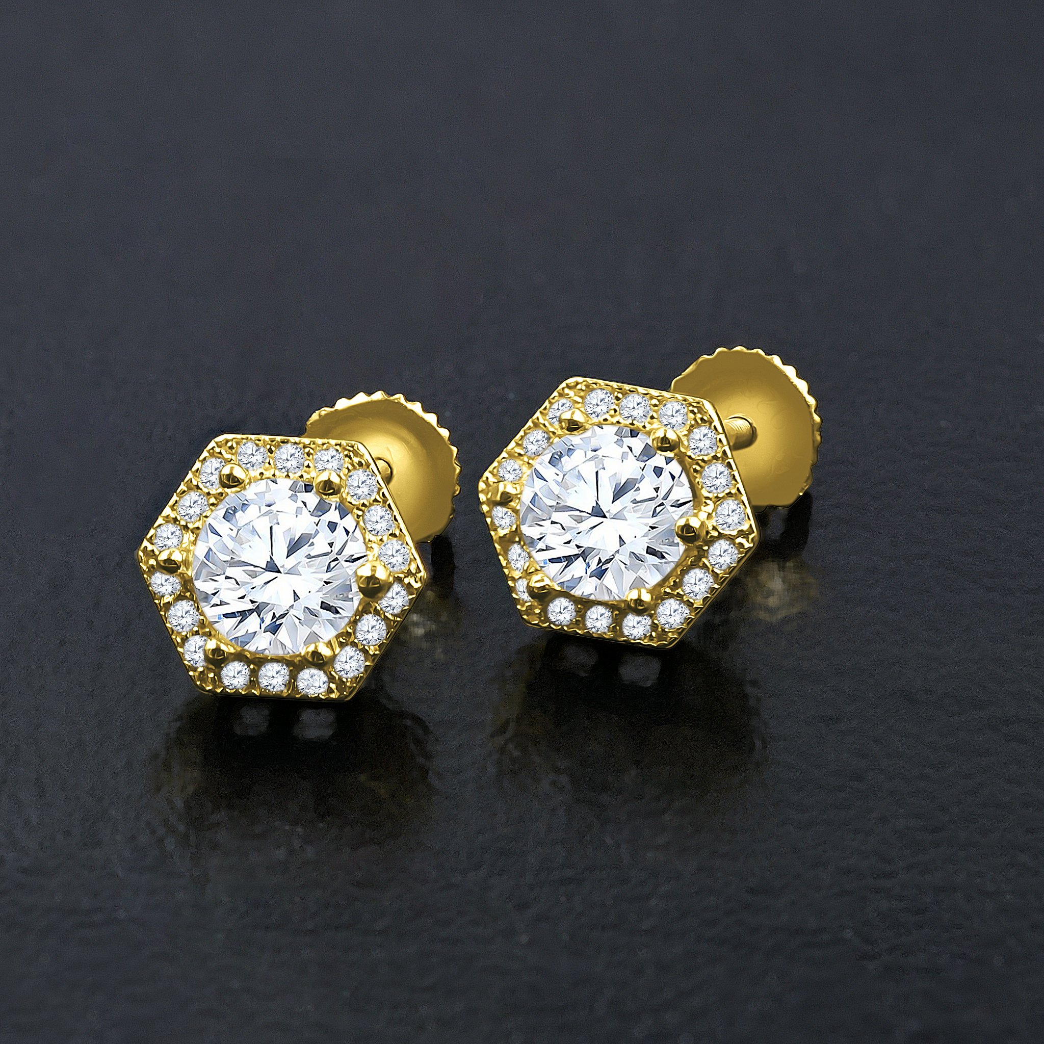 JAUNTY Screw Back Earrings made of 925 Sterling Silver with sparkling cubic zircon stones, elegantly designed for versatile wear.