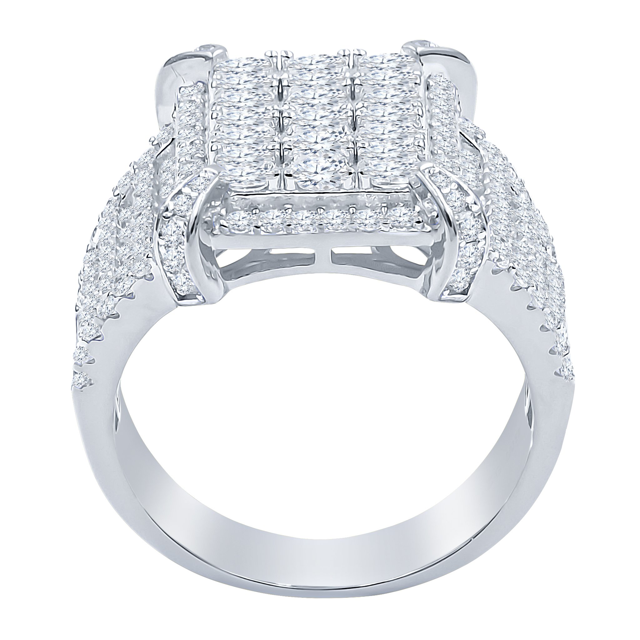 JAZZ Silver Ring featuring diamond-shaped cubic zircon accents set in 925 sterling silver, showcasing its elegant design and sparkle.