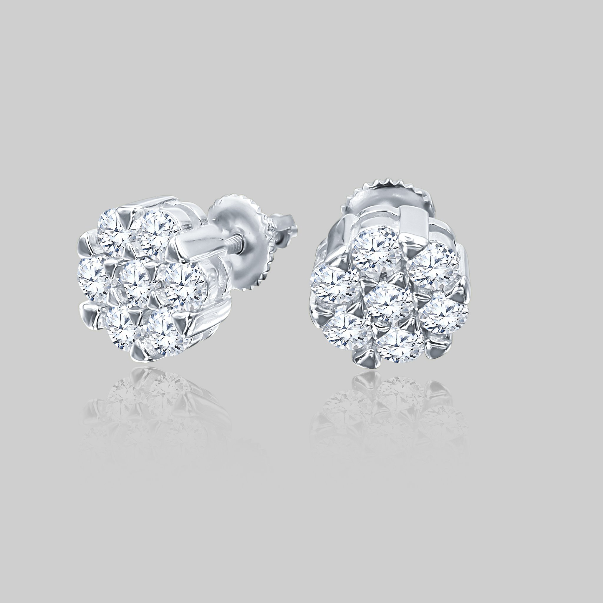 JAZZY Screw Back Earrings featuring 925 sterling silver and sparkling cubic zirconia stones, elegantly designed for any occasion.