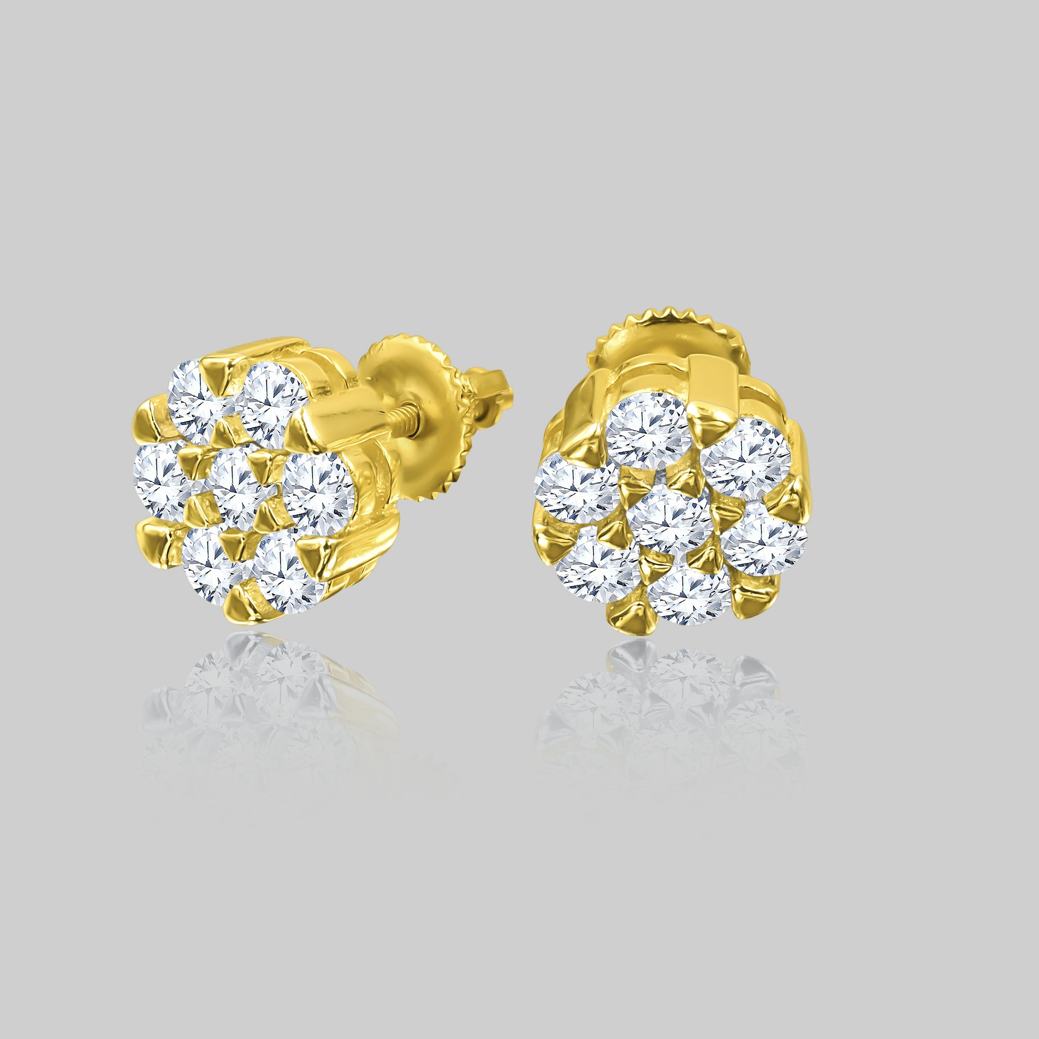 JAZZY Screw Back Earrings featuring 925 sterling silver and sparkling cubic zircon stones, elegantly designed for any occasion.