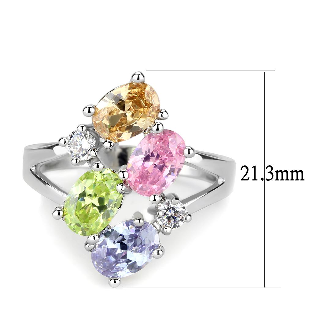 Jean Cocktail Ring featuring rhodium brass and multi-color AAA CZ stones, elegantly designed for stylish occasions.