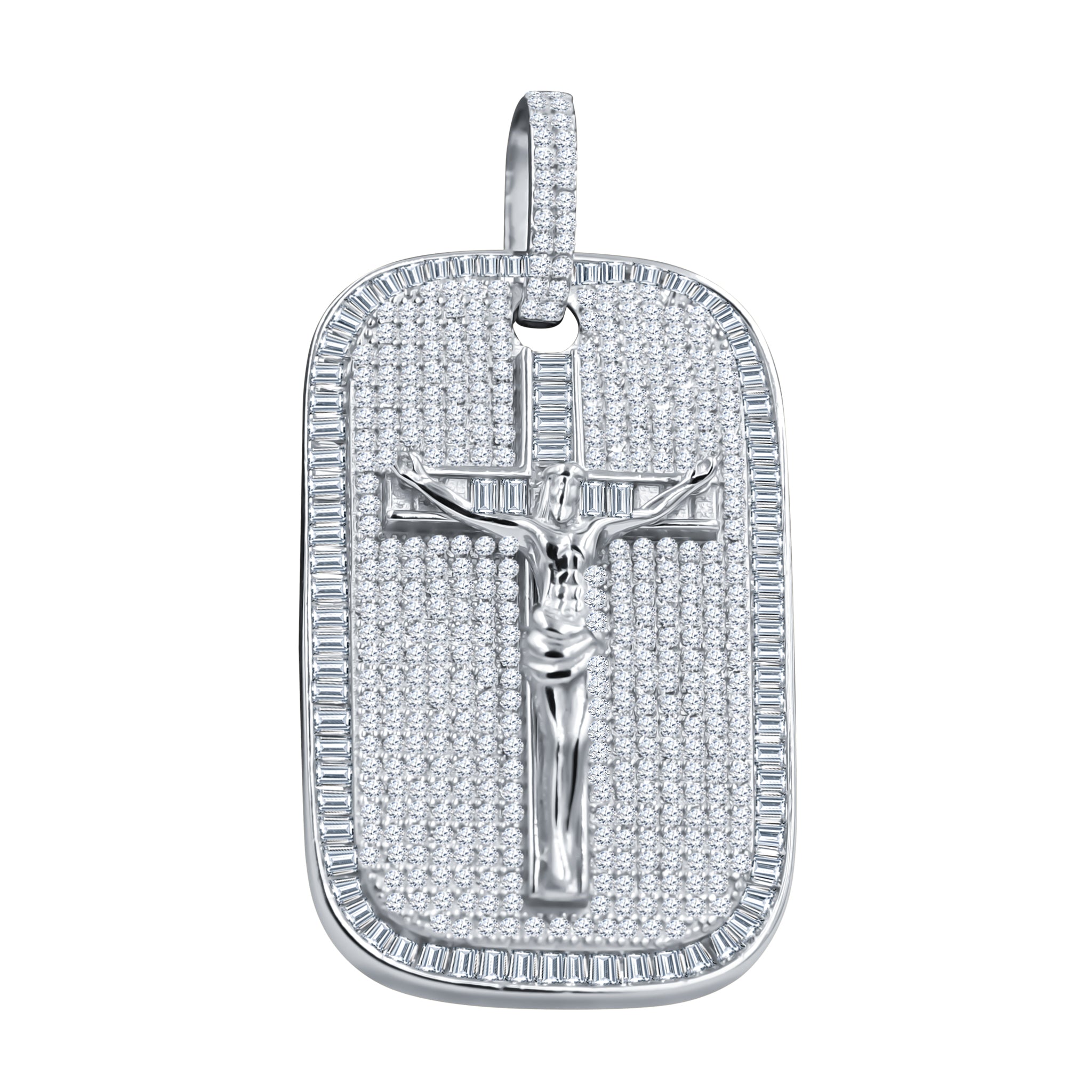 JESUCRISTO Pendant featuring a cross design with sparkling cubic zirconia stones, crafted from 925 sterling silver.