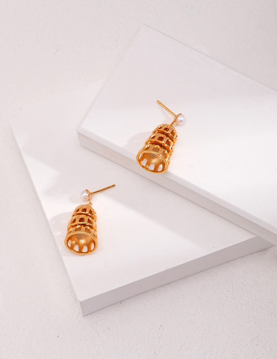 Elegant Jingle Bell Style Drop Earrings featuring natural pearls and gold vermeil, perfect for holiday celebrations.