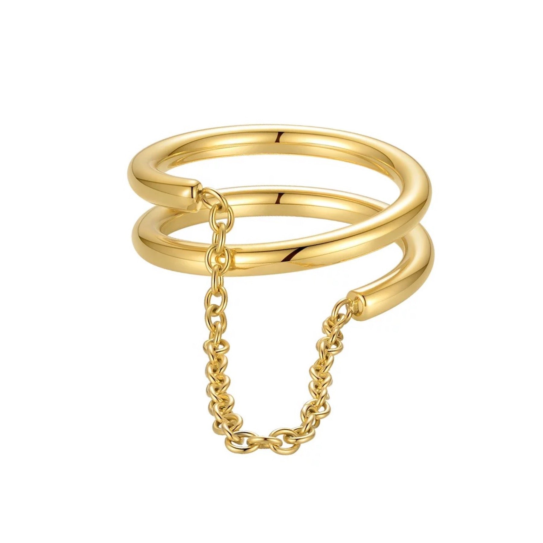 Stylish Jordan Ring made of 18k gold plated stainless steel, featuring a modern chain design.