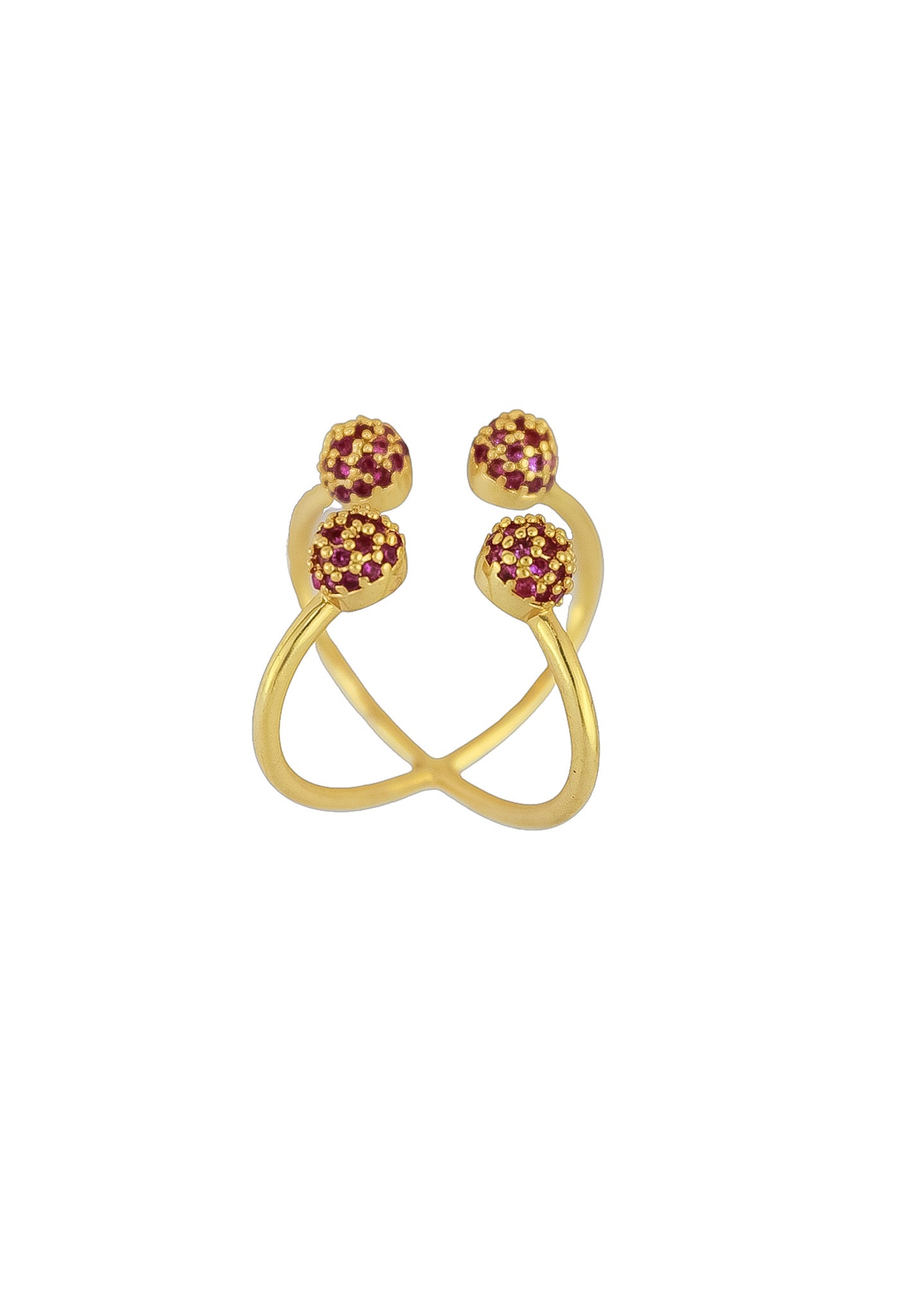 Joy Ring featuring 18K gold plating and adjustable design, elegantly displayed against a soft background.