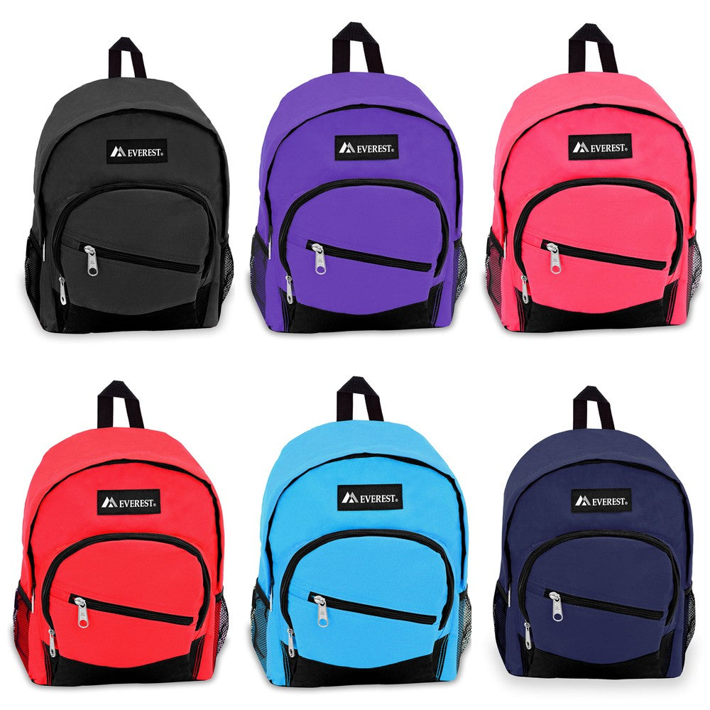 JUNIOR SLANT BACKPACK featuring stylish color blocking, side mesh pockets, and a spacious main compartment.