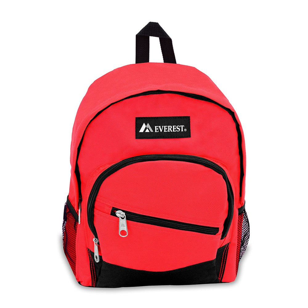 JUNIOR SLANT BACKPACK featuring stylish color blocking, side mesh pockets, and a spacious main compartment.