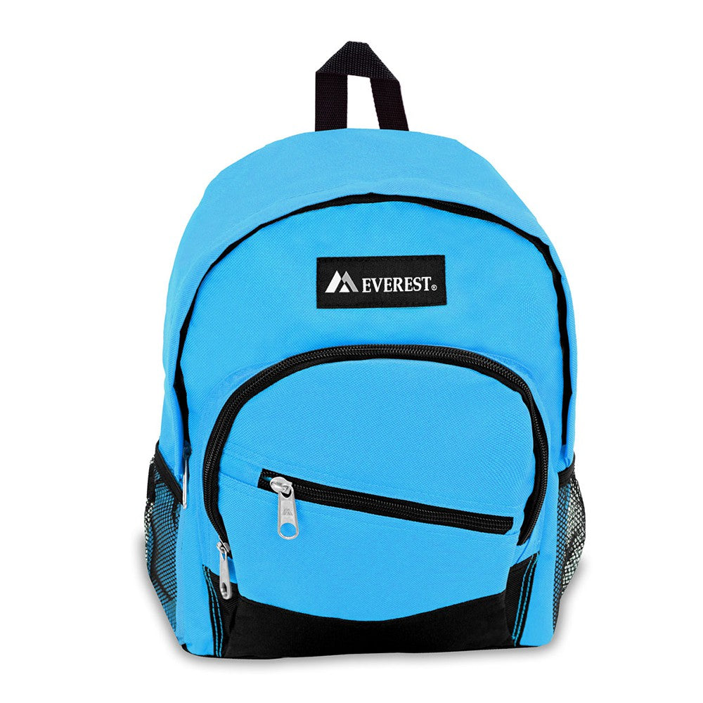 JUNIOR SLANT BACKPACK featuring stylish color blocking, side mesh pockets, and a spacious main compartment.