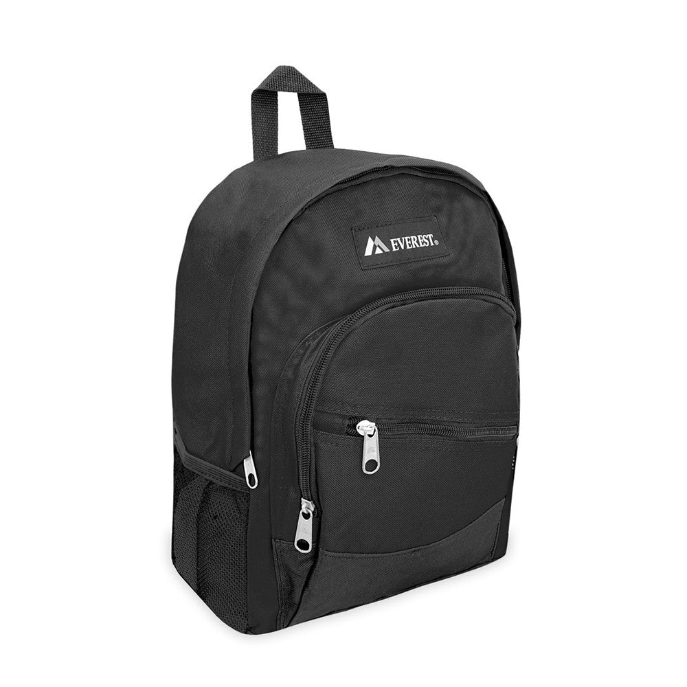 JUNIOR SLANT BACKPACK featuring stylish color blocking, side mesh pockets, and a spacious main compartment.