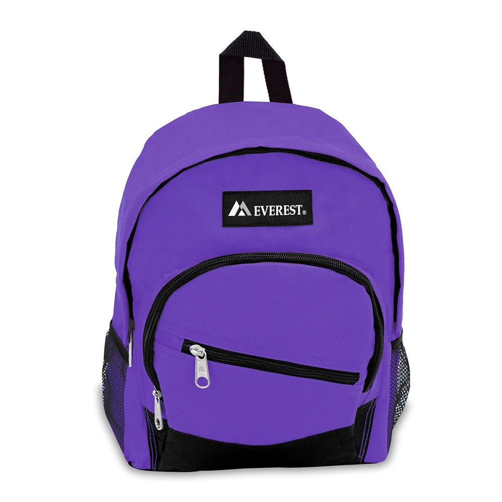 JUNIOR SLANT BACKPACK featuring stylish color blocking, side mesh pockets, and a spacious main compartment.