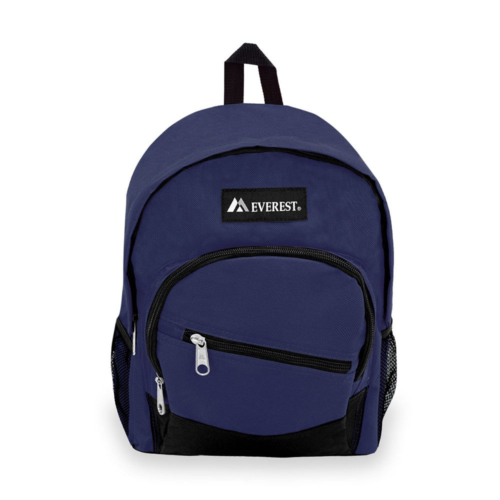 JUNIOR SLANT BACKPACK featuring stylish color blocking, side mesh pockets, and a spacious main compartment.