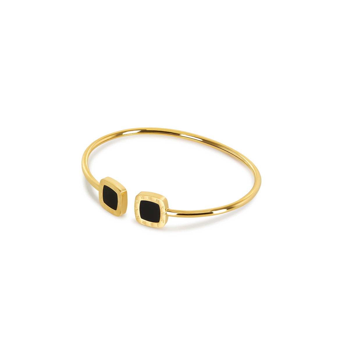 Kaltham Onyx Square Bangle Bracelet in gold, showcasing its elegant design and durable stainless steel material.