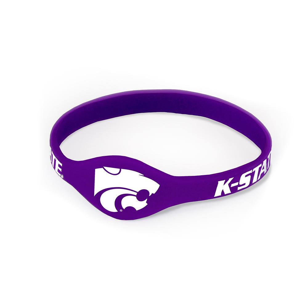 Kansas State Silicone Bracelet in purple with Wildcats logo, showcasing durability and comfort.