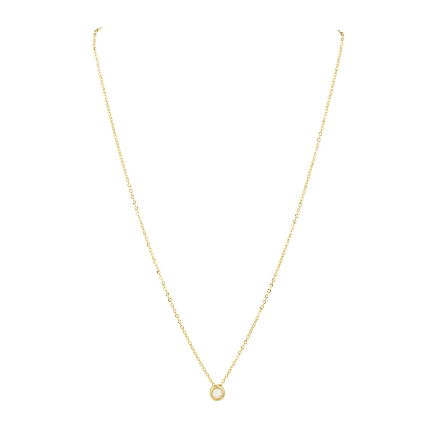 Karina Opal Stone Necklace featuring a stunning opal pendant on a delicate 18k gold plated chain.