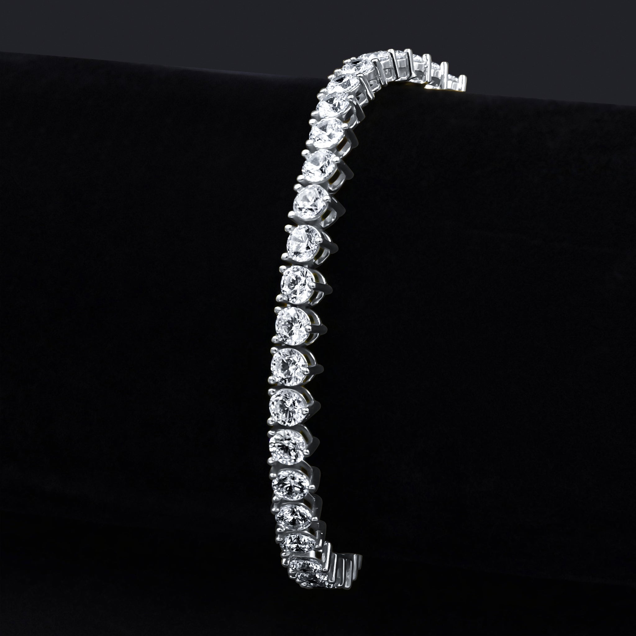 KAUNIS 4MM Bracelet featuring 925 Sterling Silver and sparkling Cubic Zirconia stones, elegantly designed for any occasion.