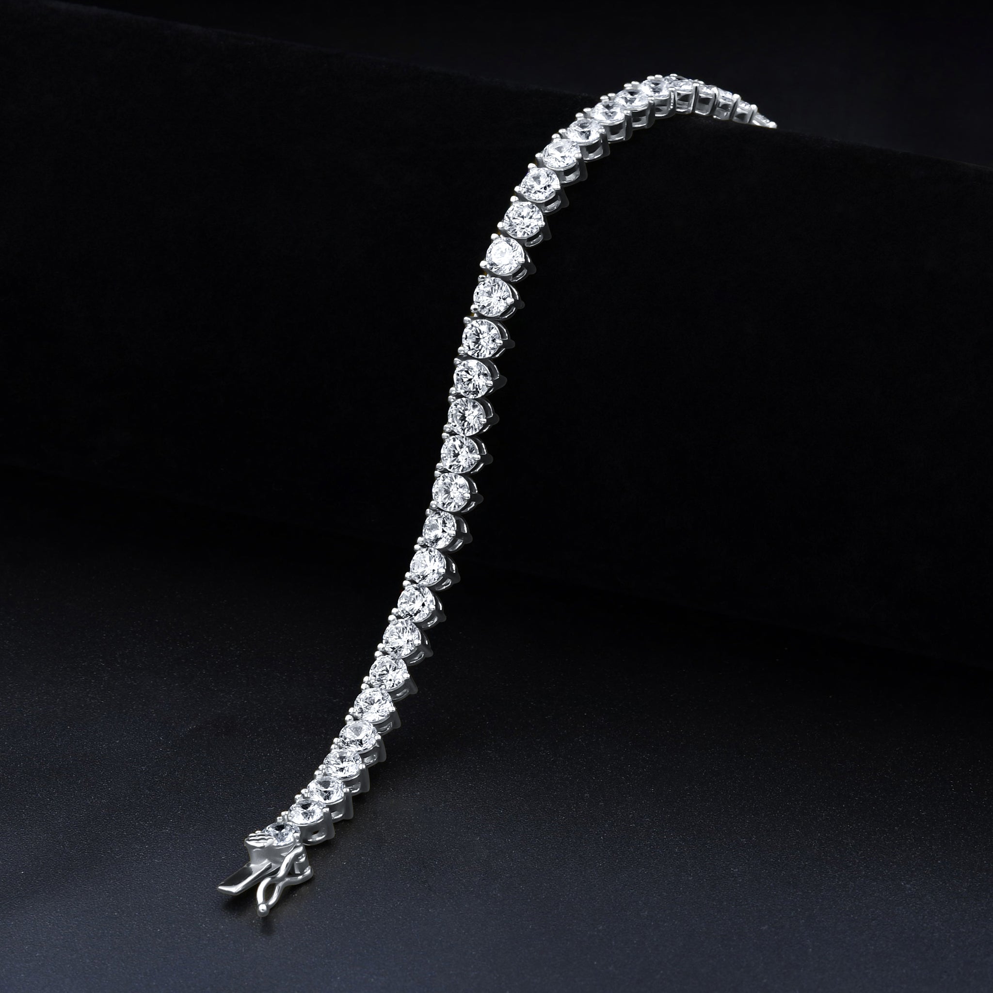 KAUNIS 4MM Bracelet featuring 925 Sterling Silver and sparkling Cubic Zirconia stones, elegantly designed for any occasion.