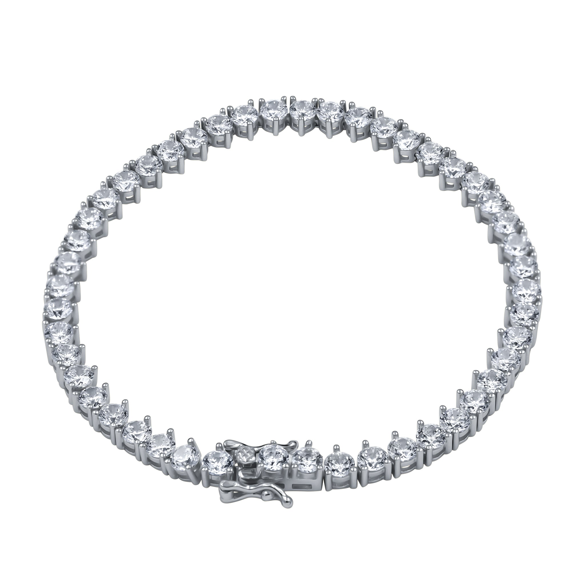 KAUNIS 4MM Bracelet featuring 925 Sterling Silver and sparkling Cubic Zirconia stones, elegantly designed for any occasion.