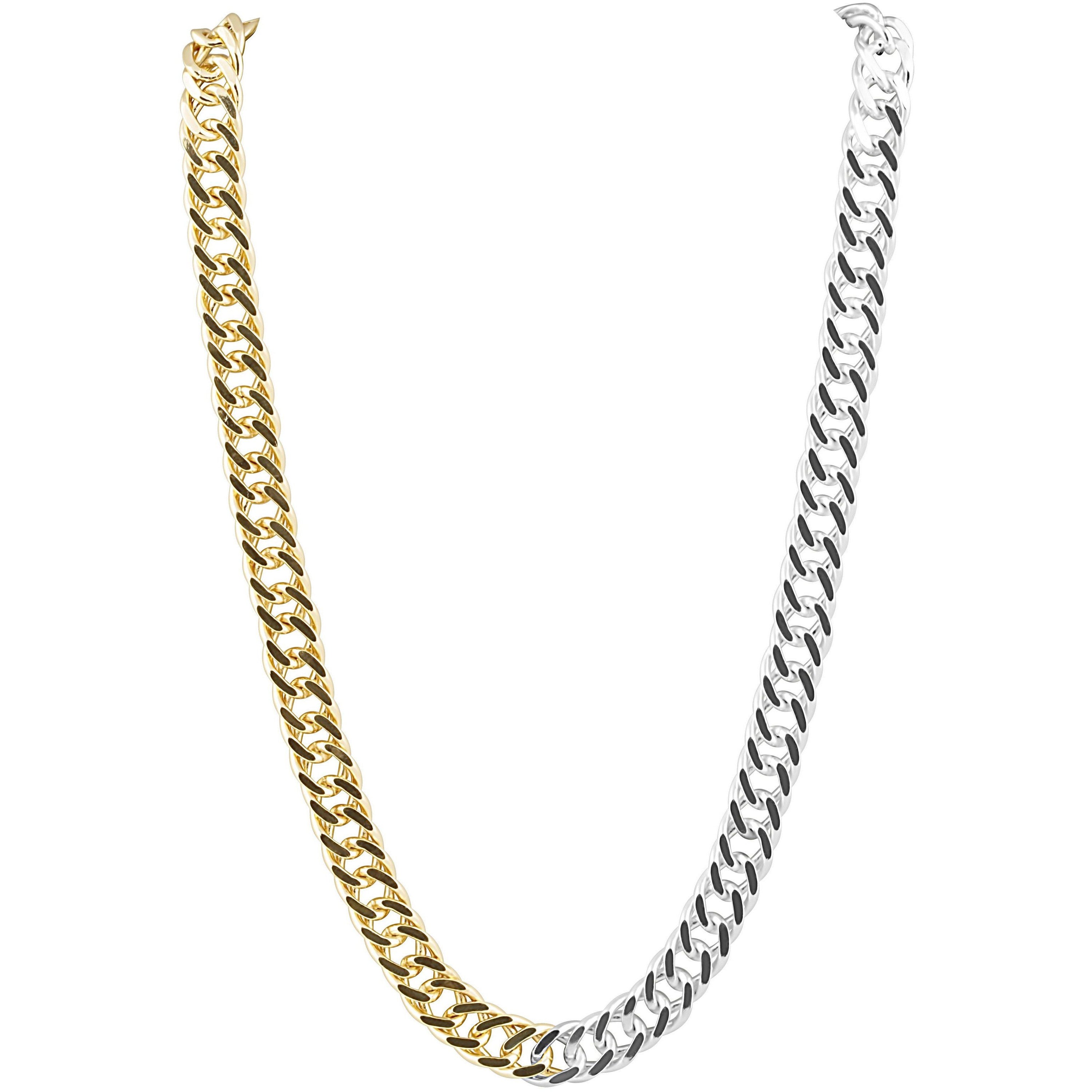 Kayla Link - Two Tone necklace featuring a stylish two-tone design, crafted from Brazilian gold-filled material, with a 15-inch length and 4-inch extender.