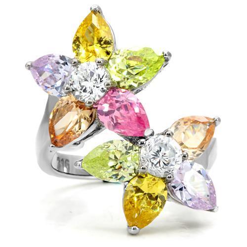 Kered Cocktail Ring featuring multi-color AAA CZ stones set in high polished stainless steel.