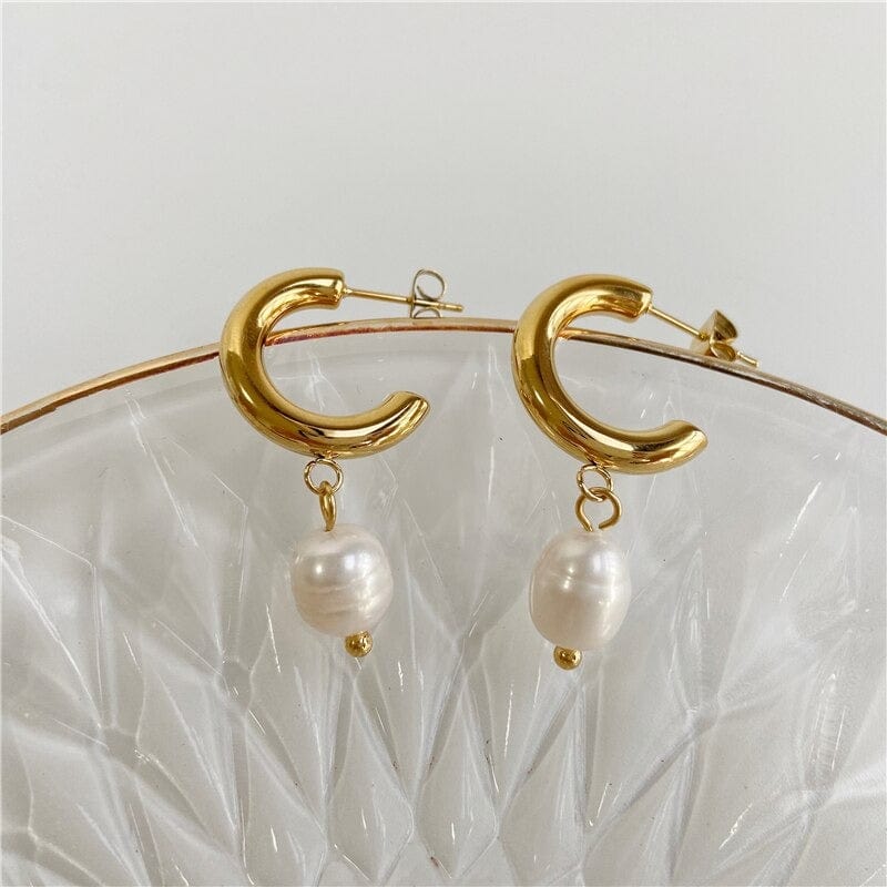 Kievan Pearl Earrings Vintage featuring irregular pearls and 18K gold paved chunky hoop, elegantly designed for versatile wear.