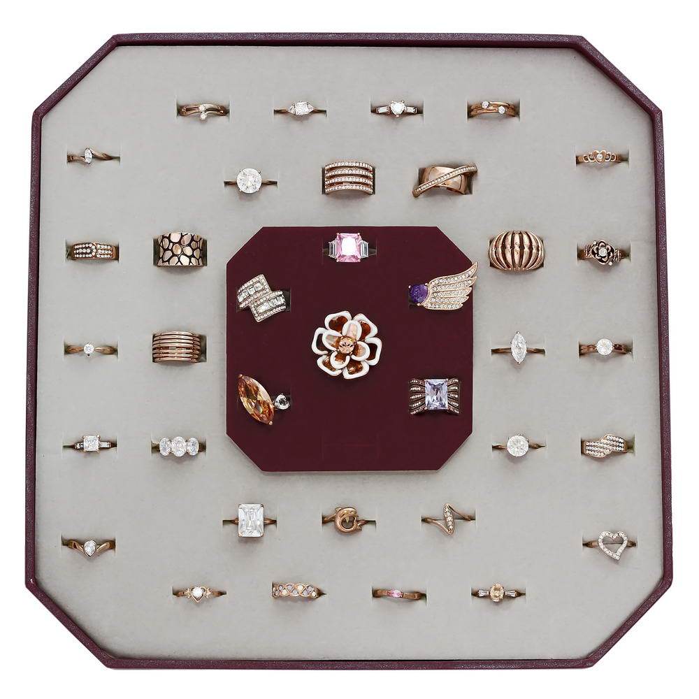 KIT-D-Size6 Brass Kits featuring IP Rose Gold finish and assorted center stones, ideal for jewelry making.