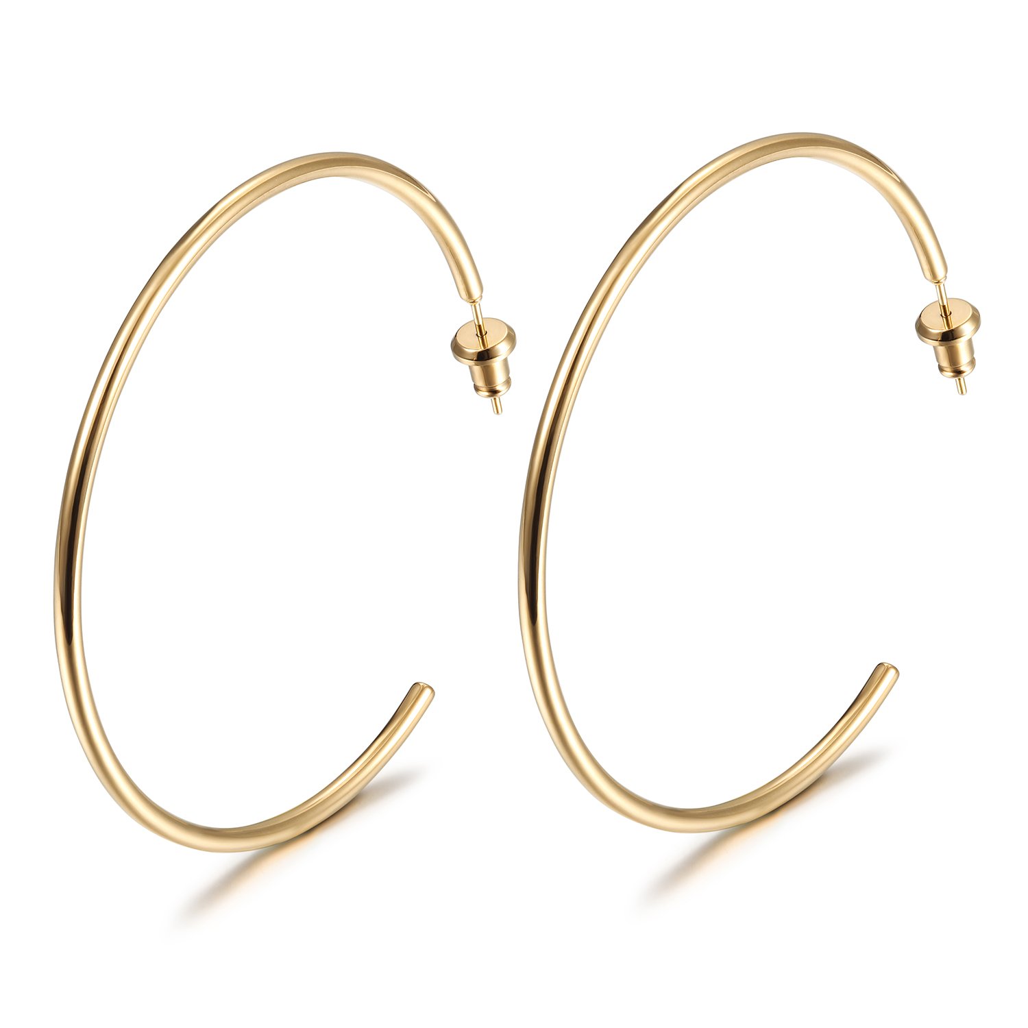 A pair of elegant KLO hoop earrings made from stainless steel, showcasing a sleek and stylish design suitable for everyday wear.