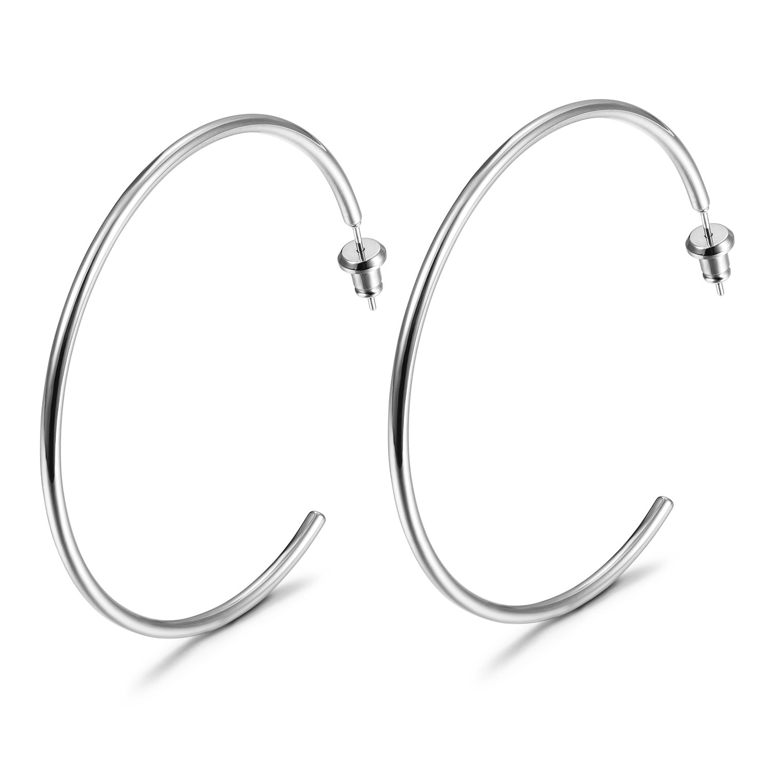 A pair of elegant KLO hoop earrings made from stainless steel, showcasing a sleek and stylish design suitable for everyday wear.