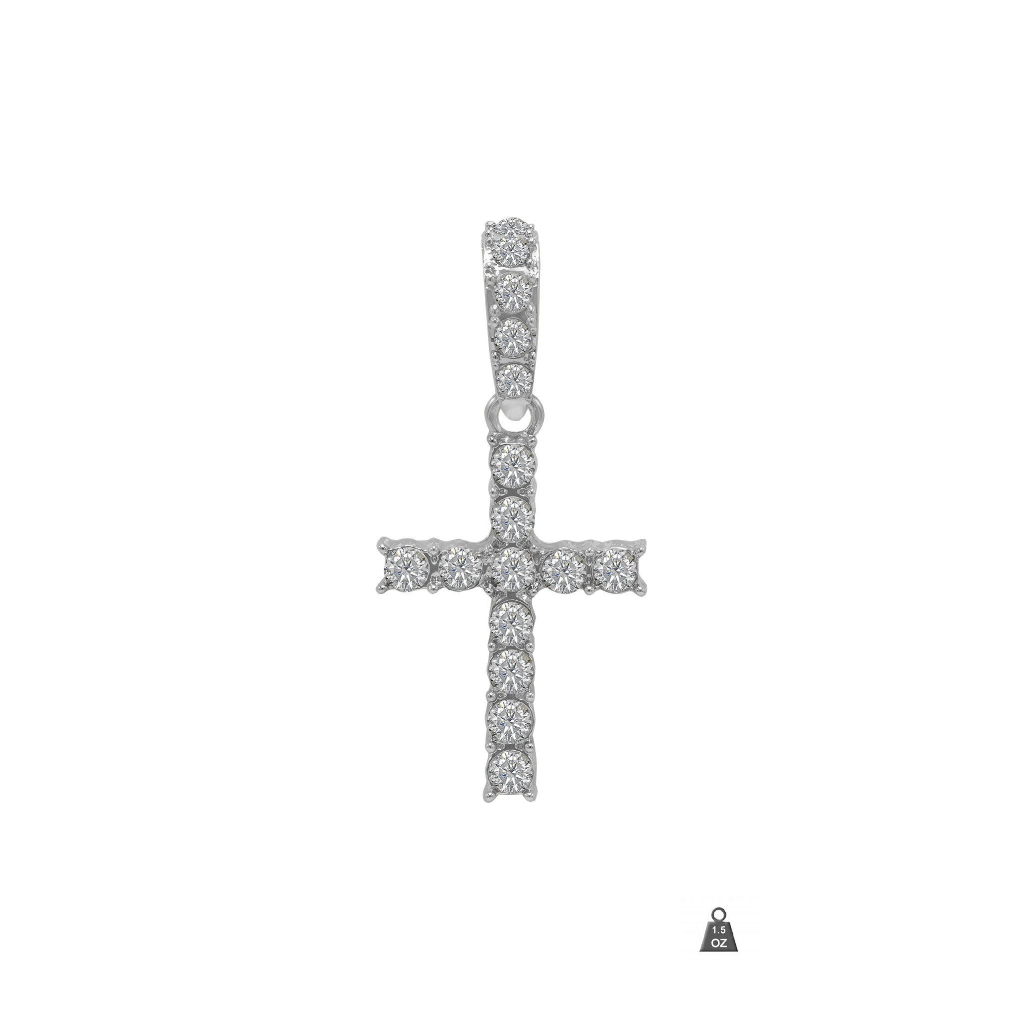 KYRIOS Solitaire Tennis Cross featuring rhinestone embellishments on a solid alloy base, elegantly designed for versatile fashion.