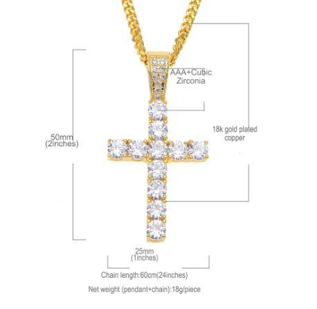 KYRIOS Solitaire Tennis Cross featuring rhinestone embellishments on a solid alloy base, elegantly designed for versatile fashion.