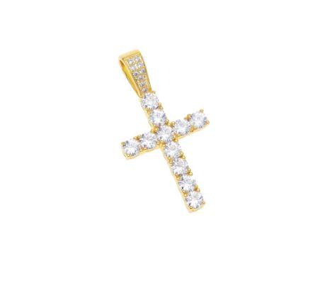 KYRIOS Solitaire Tennis Cross featuring rhinestone embellishments on a solid alloy base, elegantly designed for versatile fashion.