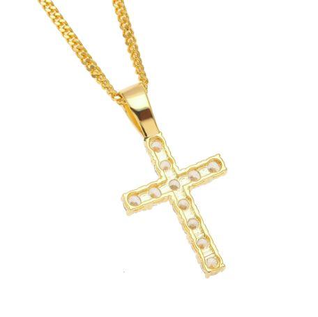 KYRIOS Solitaire Tennis Cross featuring rhinestone embellishments on a solid alloy base, elegantly designed for versatile fashion.