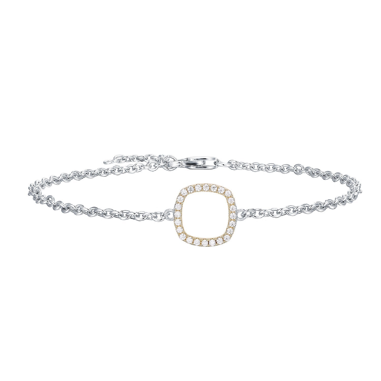 Lachouette Hollow bracelet made of 925 sterling silver with white gold surface and white sapphire accents, showcasing elegance and craftsmanship.