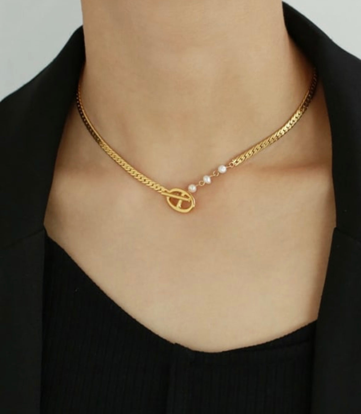 LALEH Chain featuring elongated slinky links in 925 Sterling Silver with 18K Gold Plating, perfect for layering.