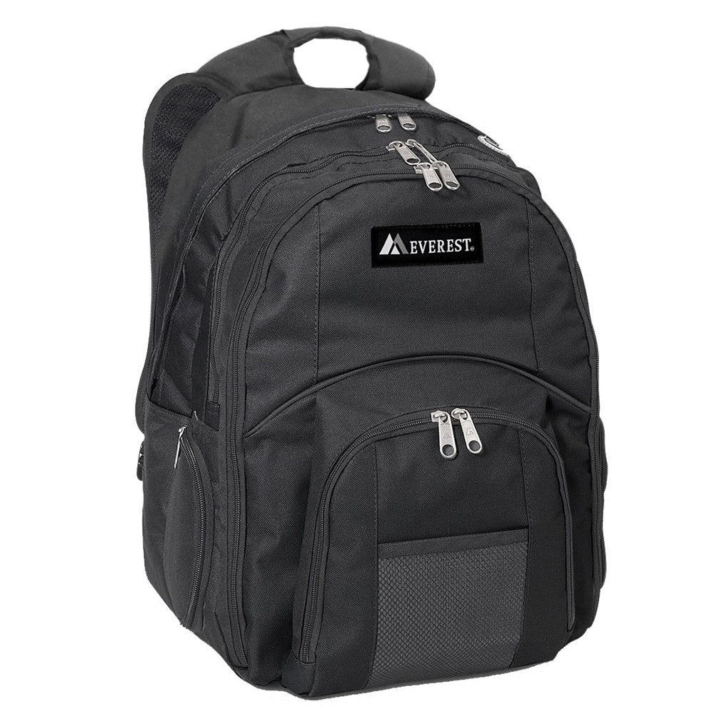 Stylish Laptop Computer Backpack with color blocking design, featuring side mesh pockets and a roomy main compartment.