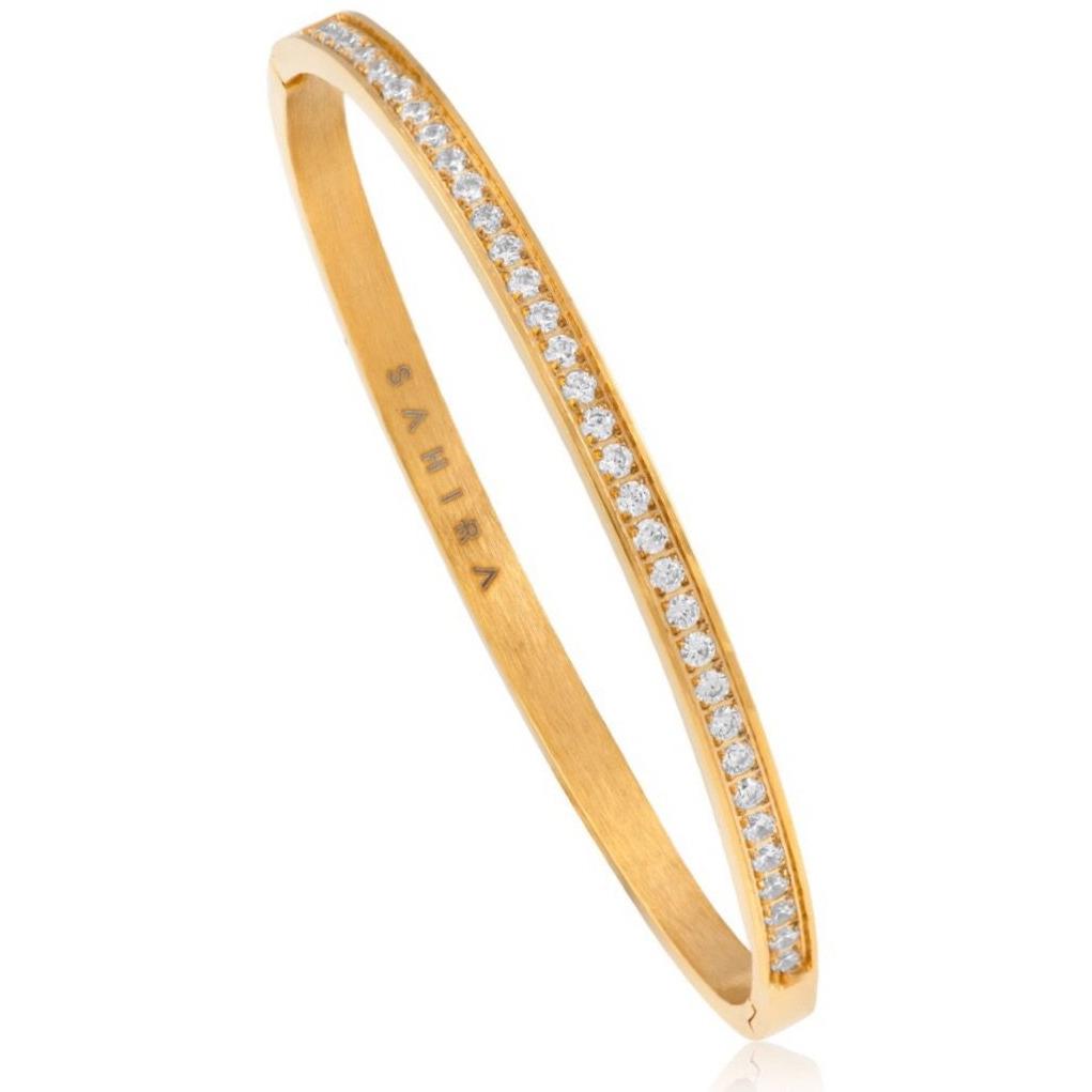 Lara Pave Bracelet featuring 18k plated stainless steel and sparkling cubic zirconias, elegantly designed for a luxurious look.