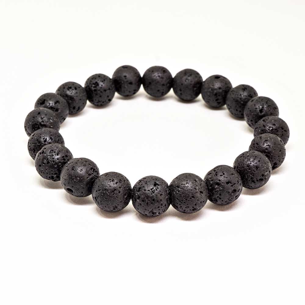 A stylish Lava Rocks Beaded Bracelet featuring 10mm beads, showcasing its natural texture and elegant design.